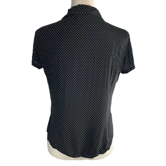 LIZ Claiborne Liz Sport Petite Women’s XS Black White Dot Button Down Blouse Top - Picture 3 of 7